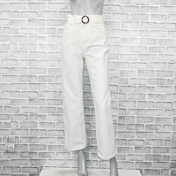 Reformation Pants - Reformation Women's Wilder Belted High Rise Wide Leg Jeans White size 26